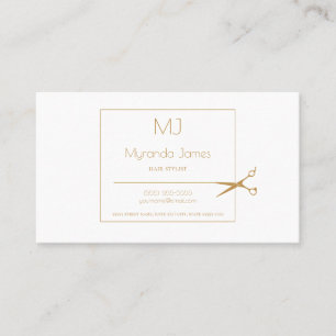 Carte De Visite Styliste simple Monogramme cheveux ciseaux d'or mo