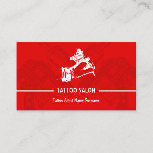 Carte De Visite Stylo à pistolet rouge minimaliste tatouage modern