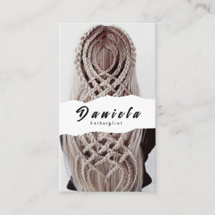 Carte De Visite Stylo Cheveux Belle Ciseau Minimaliste Rose Bleu