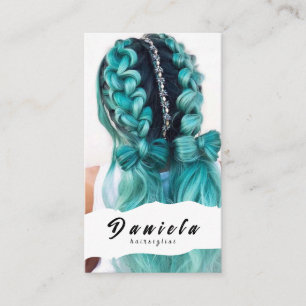 Carte De Visite Stylo Cheveux Belle Ciseau Minimaliste Rose Bleu