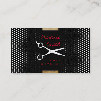 Carte De Visite Stylo cheveux moderne blanc Polka point