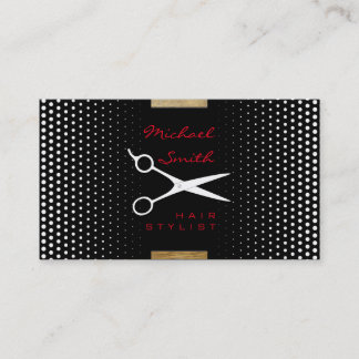 Carte De Visite Stylo cheveux moderne blanc Polka point