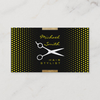 Carte De Visite Stylo Cheveux Moderne Cadmium Jaune Polka Point
