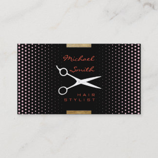 Carte De Visite Stylo Cheveux Moderne Cameo Pink Polka Dot