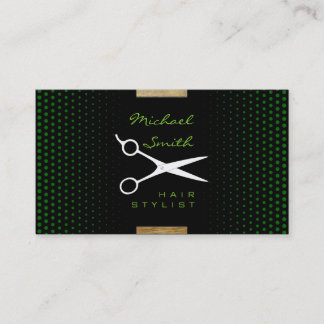 Carte De Visite Stylo Cheveux Moderne Deep Green Polka Dot