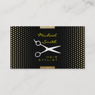 Carte De Visite Stylo Cheveux Moderne Deep Lemon Polka Dot