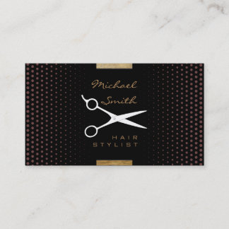 Carte De Visite Stylo Cheveux Moderne Profond Café Polka Dot
