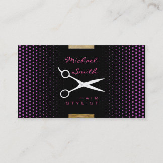 Carte De Visite Stylo Cheveux Moderne Profond Fuchsia Polka Dot
