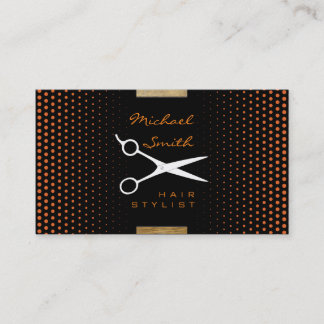 Carte De Visite Stylo Cheveux Moderne Profond Orange Polka Dot