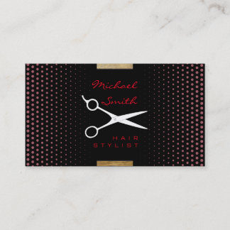Carte De Visite Stylo Cheveux Moderne Puce Poce Polka Dot