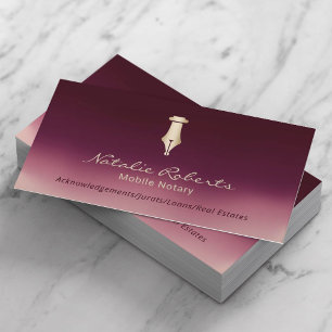 Carte De Visite Stylo de signalisation en or Notaire Public Mobile