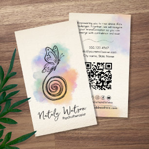 Carte De Visite Stylo papillon en spirale Accompagnateur de vie aq