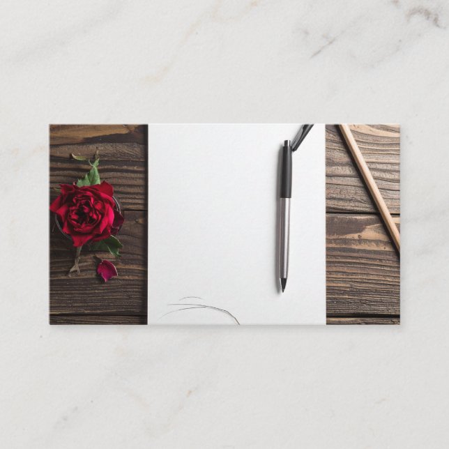 Carte De Visite stylo rose et papier (Devant)