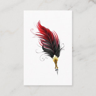 Carte De Visite Stylo rouge en plumes avec nib or