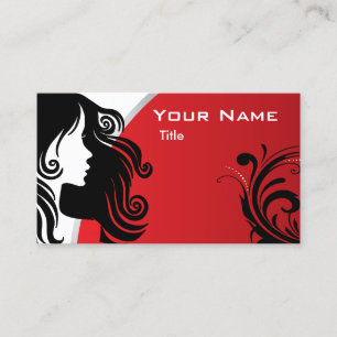 Carte De Visite Stylo Silhouette Femme Hair Styliste   Rouge
