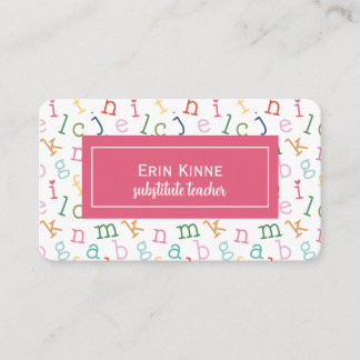 Carte De Visite Substitute Teacher Business Calling Card Alphabet