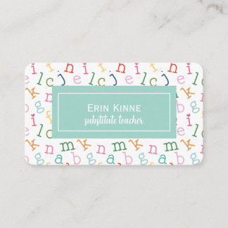 Carte De Visite Substitute Teacher Business Calling Card Alphabet