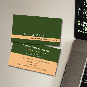 Carte De Visite Subtle Forest Green et Peach Classic Professional