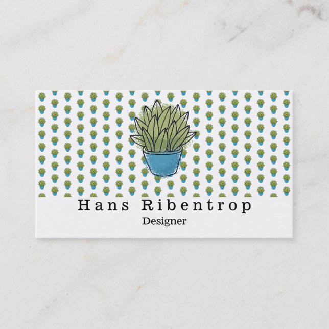 Carte De Visite Succulent dans le vase (Devant)