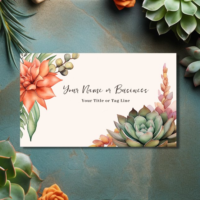 Carte De Visite Succulentes aquarelle Désert du Sud-Ouest (Front - Watercolor Succulents Southwest Business Card)