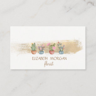 Carte De Visite Succulentes coup de pinceau feuille d'or