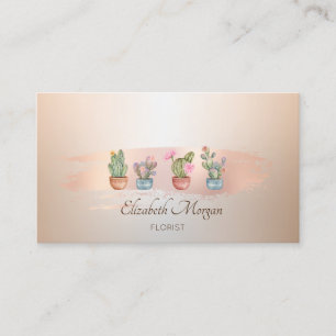 Carte De Visite Succulentes Rose Gold Coup de Pinceau Boulangerie