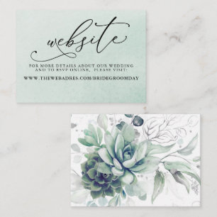 Carte De Visite Succulents Silver Greenery Mariage Website Card