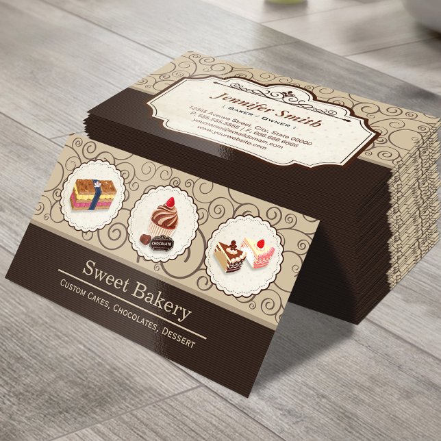 Carte De Visite Sucre Boulangerie Boutique Gâteaux Sur Mesure Choc (Créateur téléchargé)