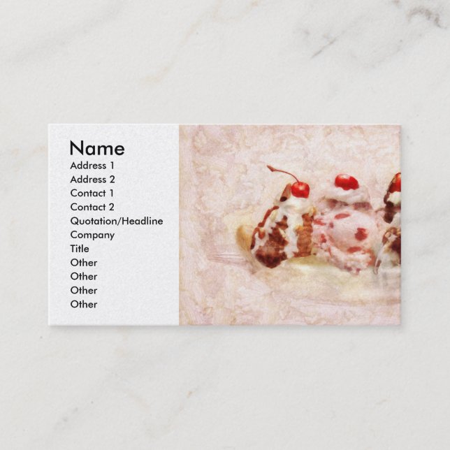 Carte De Visite Sucré - Crème glacée - Banana split (Devant)