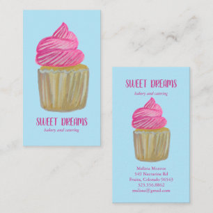 Carte De Visite Sucré Cupcake Restauration Boulangerie Bleu rose P
