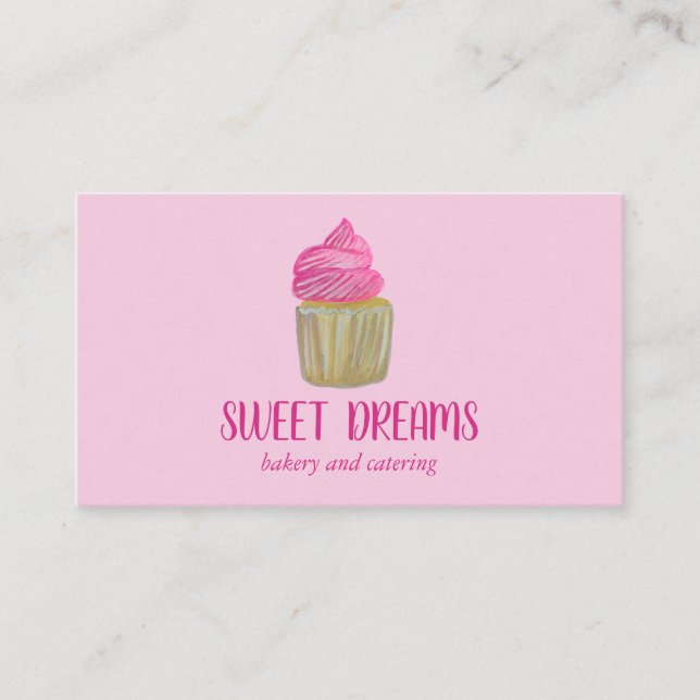 Carte De Visite Sucré Cupcake Restauration Boulangerie Charme rose (Devant)