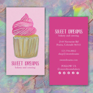 Carte De Visite Sucré Cupcake Restauration Boulangerie rose Icônes