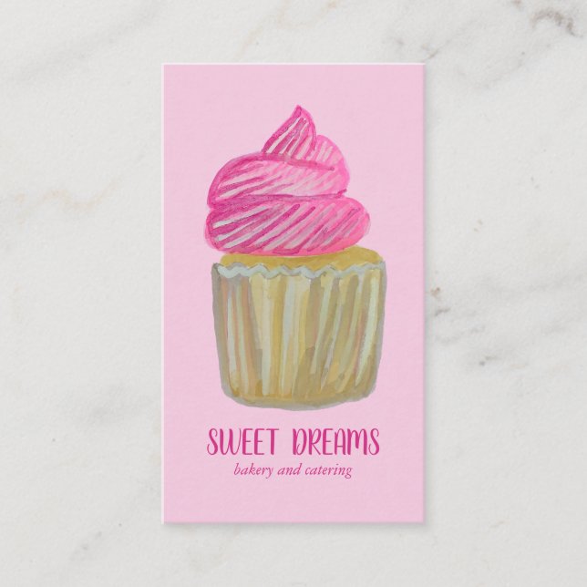 Carte De Visite Sucré Cupcake Restauration Boulangerie rose PERSON (Devant)