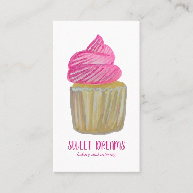 Carte De Visite Sucré Cupcake Restauration Boulangerie rose PERSON (Devant)