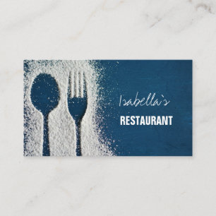 Carte De Visite Sucre Fork Navy Blue Restauration, Restaurant