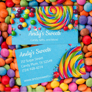 Carte De Visite Sucreries Colorées Bonbons Bleu Gras