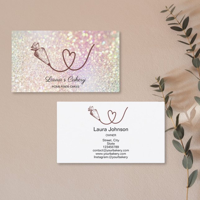 Carte De Visite Sucres de gâteau Cupcake Boulangerie holographe co (Créateur téléchargé)