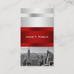 Carte De Visite Suite d'invitation NYC Skyline BW 05 blanc rouge