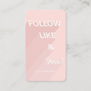 Carte De Visite Suivez, J'aime et Partagez Pink Social Media Photo