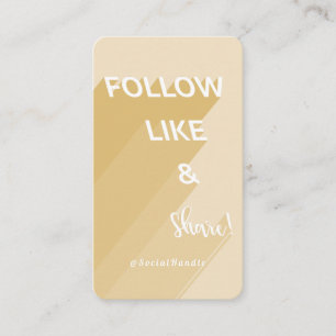 Carte De Visite Suivez, Like & Share Golden Social Media Photo