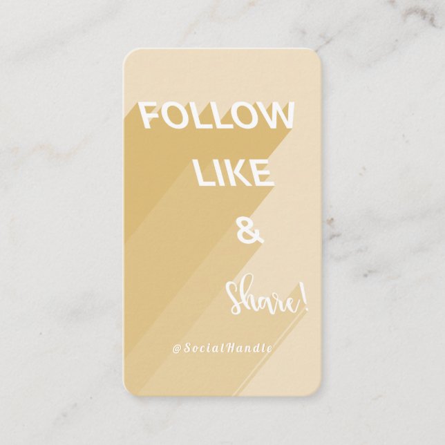 Carte De Visite Suivez, Like & Share Golden Social Media Photo (Devant)