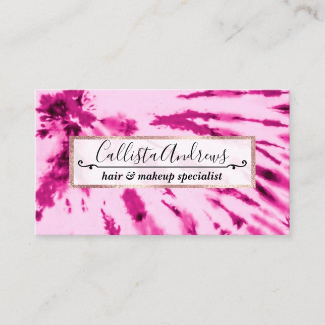 Carte De Visite Summer Artsy Girly Neon Blush Pink Tie Dye Motif (Devant)