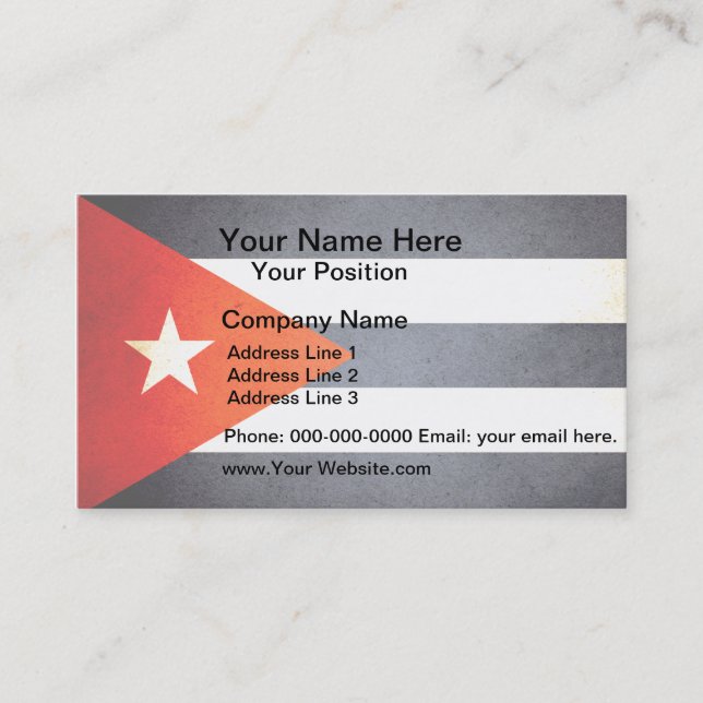 Carte De Visite Sun a embrassé le drapeau du Cuba (Devant)