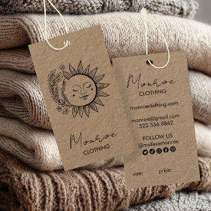 Carte De Visite Sun Flower Boho Line Art KRAFT Social HANG TAGS