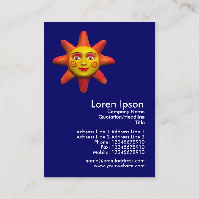 Carte De Visite Sun font face à la mini photo (Devant)