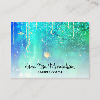 Carte De Visite *~* Sun Gold Stars Sparkle Moon Cosmic Celestin