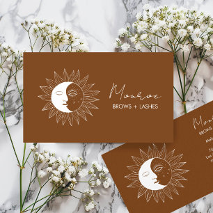Carte De Visite Sun & Moon Boho Line Art Elegant Earthy Social