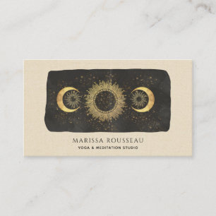 Carte De Visite Sun Moon Stars Gold Black Cream Yoga Studio