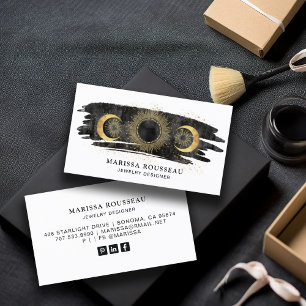 Carte De Visite Sun Moon Stars Gold Black White Jewelry Designer