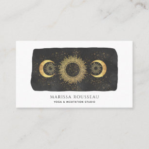 Carte De Visite Sun Moon Stars Gold Black Yoga Studio